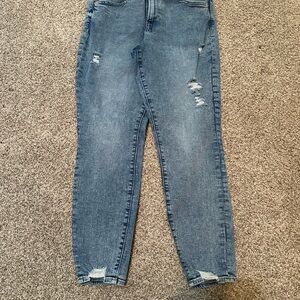 GAP Women's Blue Distressed Skinny Jeans